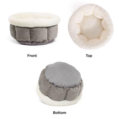 Cozy Ilan Cuddle Cup Dog & Cat Bed – Grey, Plush & Protective