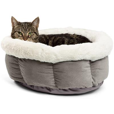 Cozy Ilan Cuddle Cup Dog & Cat Bed – Grey, Plush & Protective