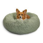 Original Calming Shag Donut Dog Bed – Sage, Cozy Self-Warming Pet Bed