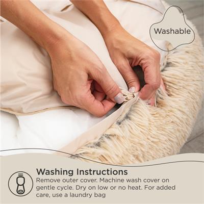 Original Calming Shag Donut Dog Bed – Sage, Cozy Self-Warming Pet Bed