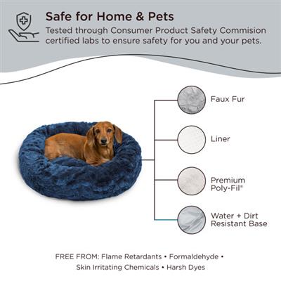 Original Calming Lux Donut Dog Bed – Navy, Self-Warming & Cozy