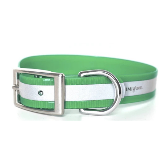 Green Reflective Biothane Dog Collar – Waterproof & Smell-Proof