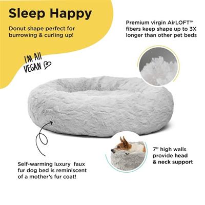 Best Friends by Sheri Lux Donut Dog Bed – Grey 23"x23", Cozy & Calming