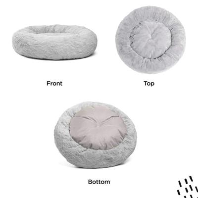 Best Friends by Sheri Lux Donut Dog Bed – Grey 23"x23", Cozy & Calming