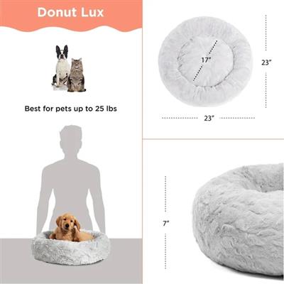 Best Friends by Sheri Lux Donut Dog Bed – Grey 23"x23", Cozy & Calming