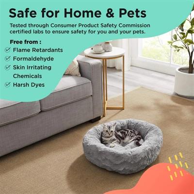 Best Friends by Sheri Lux Donut Dog Bed – Grey 23"x23", Cozy & Calming