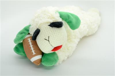 Multipet Tailgate Lamb Chop Dog Toy with Football – 10.5 Inch