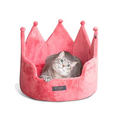 PRIVE Crown Pet Bed – Micro Plush Pink, Large 18” Soft & Stylish