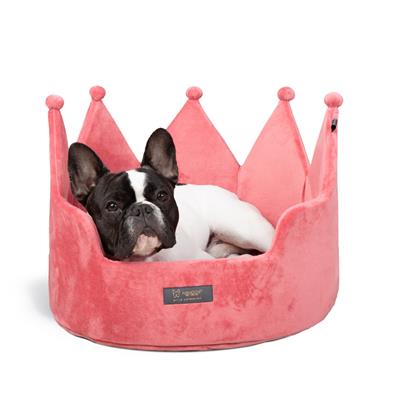 PRIVE Crown Pet Bed – Micro Plush Pink, Large 18” Soft & Stylish