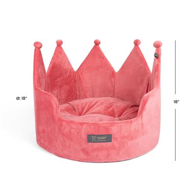 PRIVE Crown Pet Bed – Micro Plush Pink, Large 18” Soft & Stylish