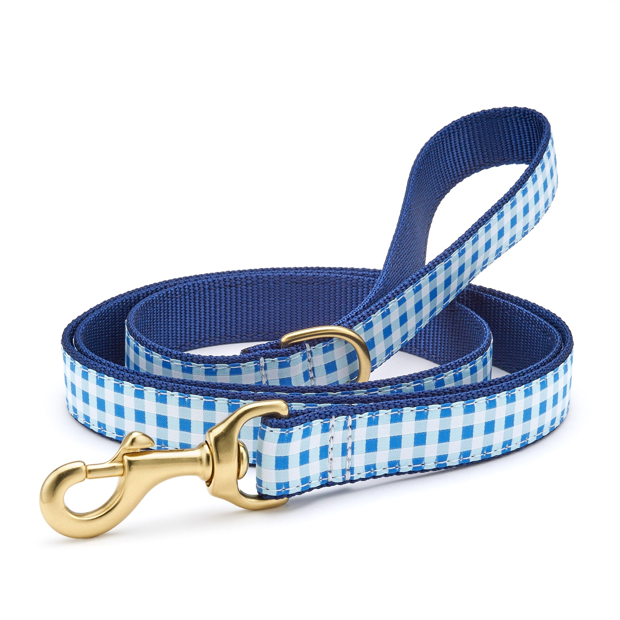 Blue Gingham Dog Lead 5 Feet Narrow 5 8" Dog